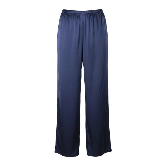 Auden Other - Auden Womens Navy Blue Satin Wide Leg Pajama Pants Sleepwear Size L Side Slits